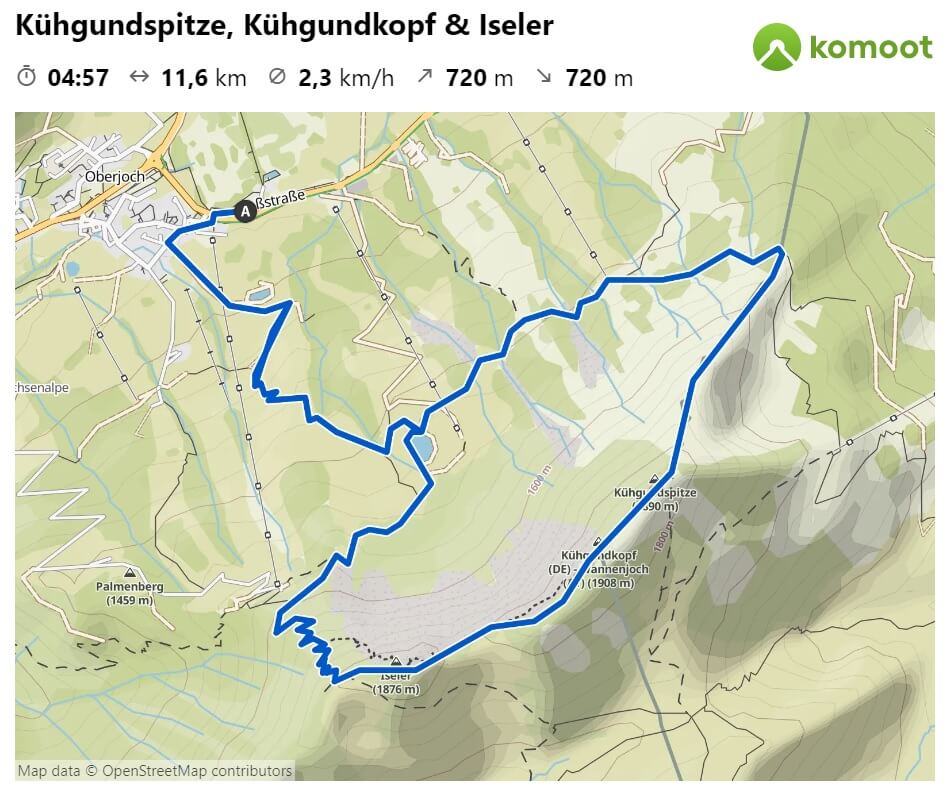 Wandelen Bad Hindelang Oberjoch naar Kühgundkopf en Iseler